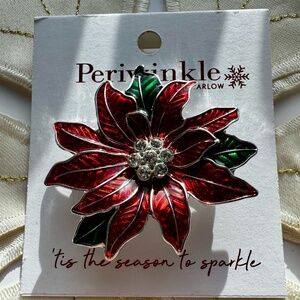 NWT! Periwinkle by Barlow Christmas Poinsettia Brooch Pin